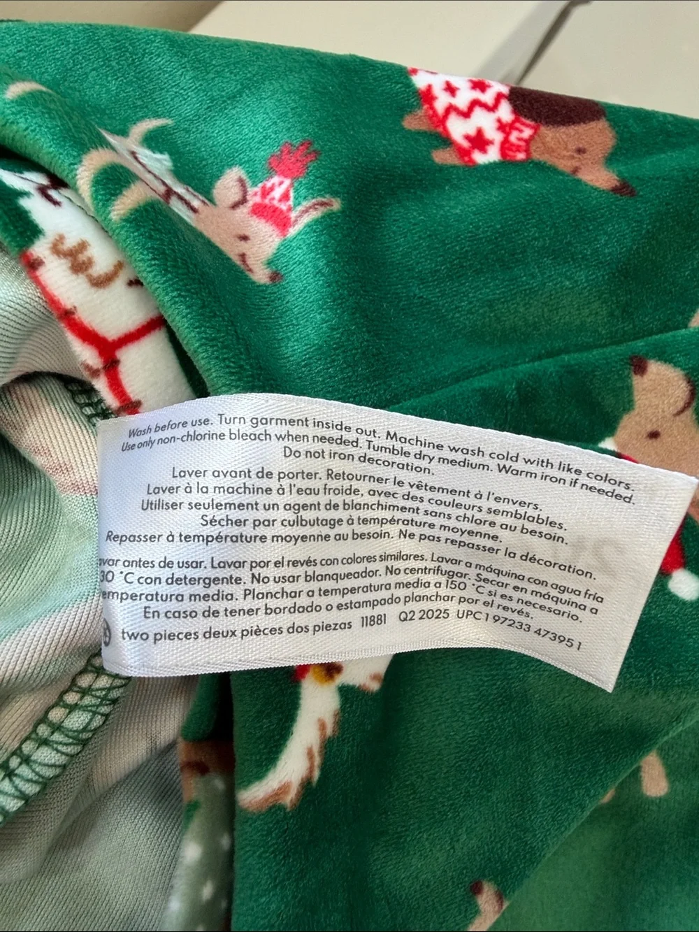 Kids Green Holiday Dog Print Christmas Designs Pajama Set